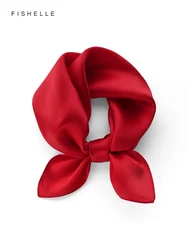 Écharpe en soie 100% naturelle rouge pour femmes, foulard de luxe en soie véritable, hijab carré 50x50 pour dames, printemps automne