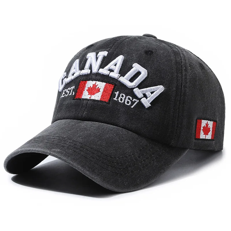 Vintage Canada Embroidery Baseball Cap with Maple Flag Patch - Lightweight and Adjustable Sun Hat for Women and Men