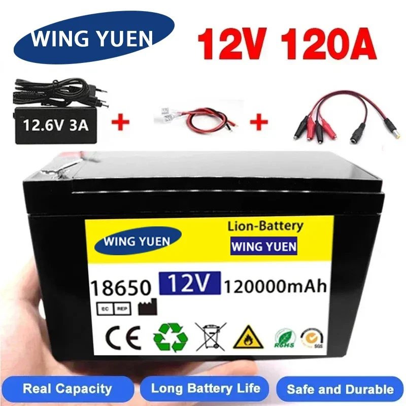 

Upgraded 12V 120Ah 18650 lithium battery Built-in BMS pack Rechargeable battery for solar energy electric vehicle battery