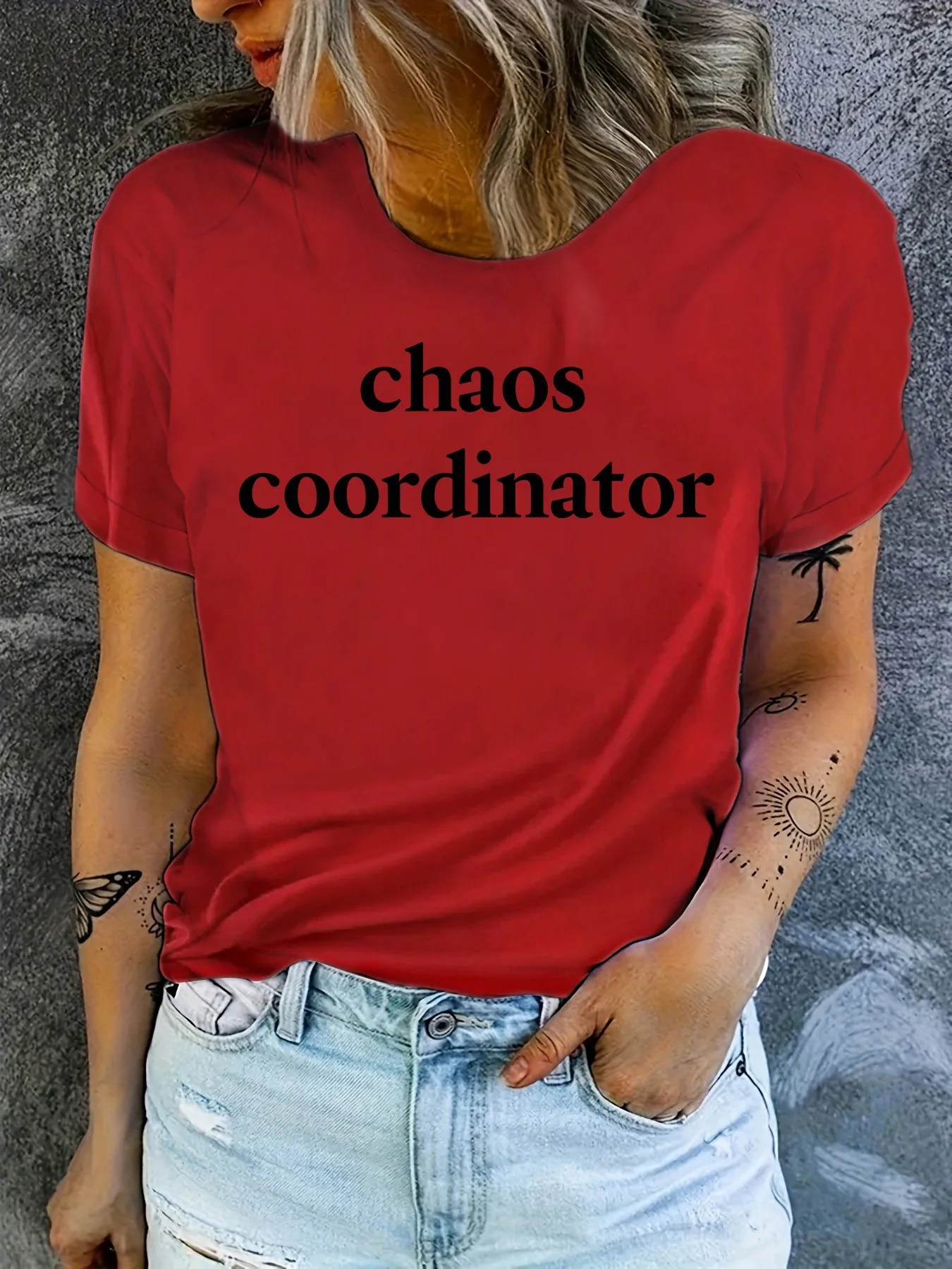 

Plus size women's short sleeve T-shirt Chaos Coordinator comfortable soft fabric summer outfit women's clothing