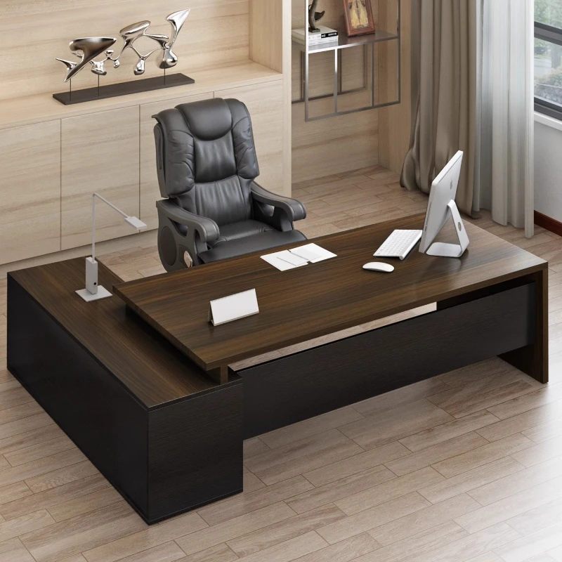 

Office Desk Executive Style Ergonomic Setup Wood Surface Founder Room Conference Area Office Workspace
