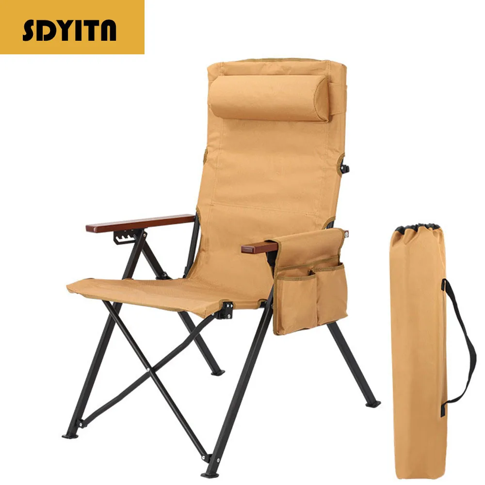 Outdoor Camping Chair with Adjustable Reclining Angle and Footrest for Maximum Comfort Fishing Chair