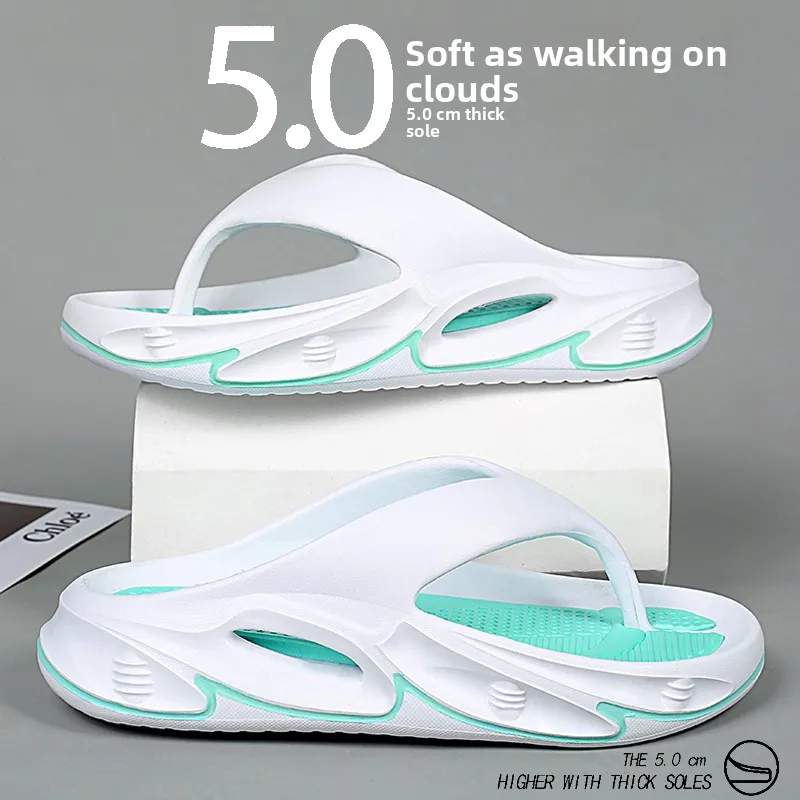 Men's Summer Outdoor Sandals Anti-Slip Thick Bottom Youth Trend Beach Slippers Comfortable Wear EVA Material Sports Flip Flops