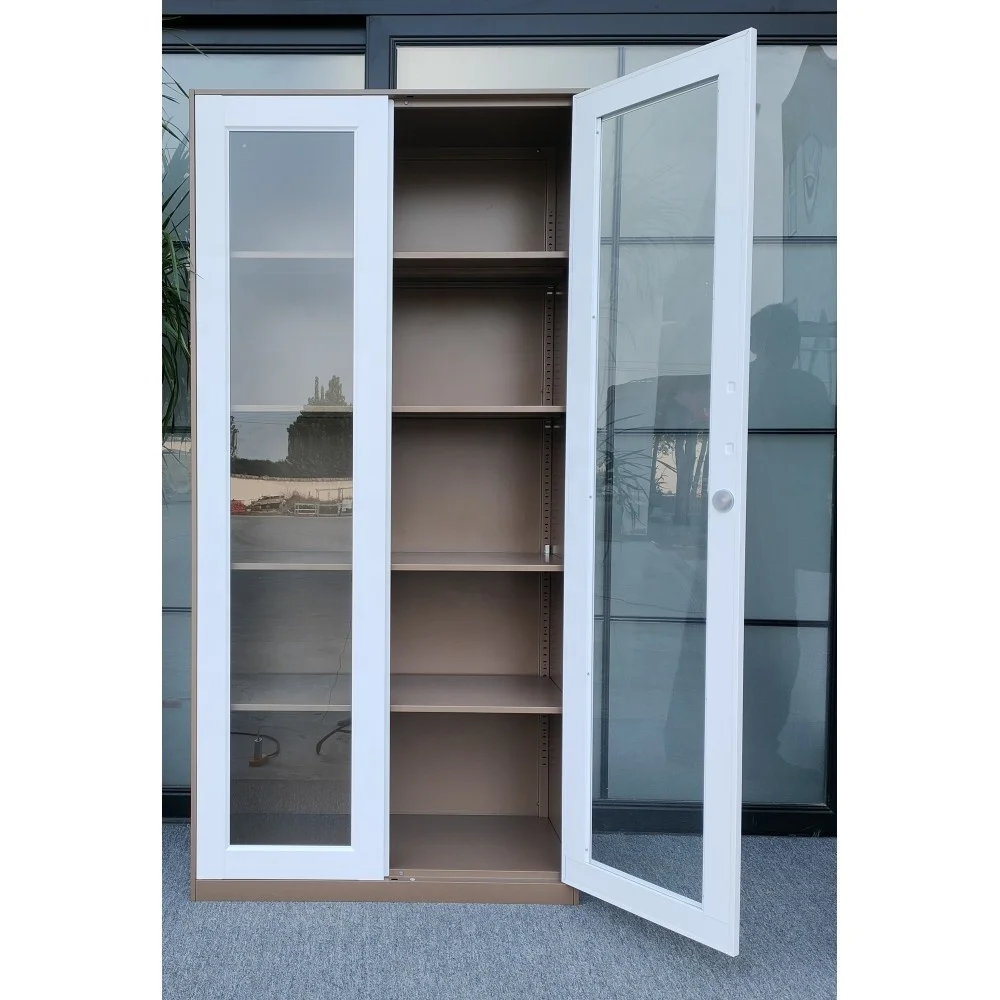 خزائن تخزين مكتبية معدنية باب زجاجي خزانة ملفات خزانة تخزين باب زجاجي متأرجح خزانة تخزين الملفات #3