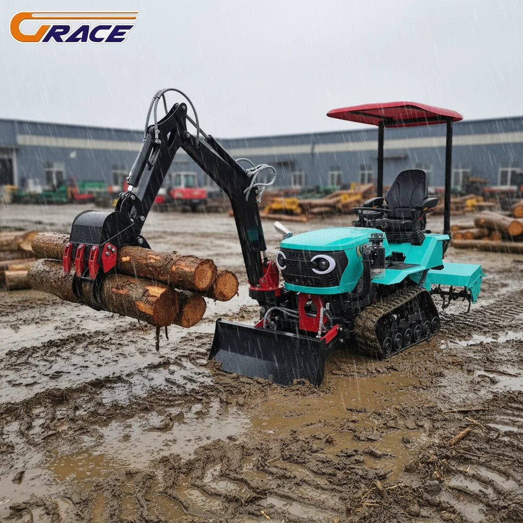 

CE Certified 35HP Crawler Farm Tractor Rotary Tiller Front Loader Ditcher Excavator Bulldozer Functions