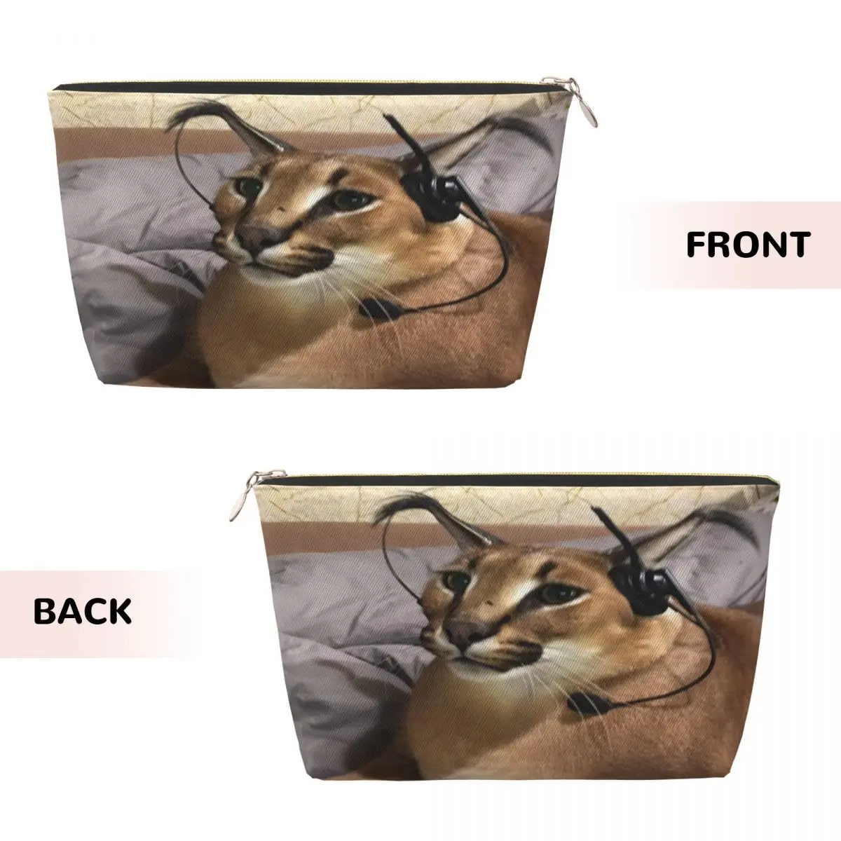 Custom Big Floppa Makeup Bag for Women Travel Cosmetic Organizer Fashion Funny Caracal Cat Storage Toiletry Bags