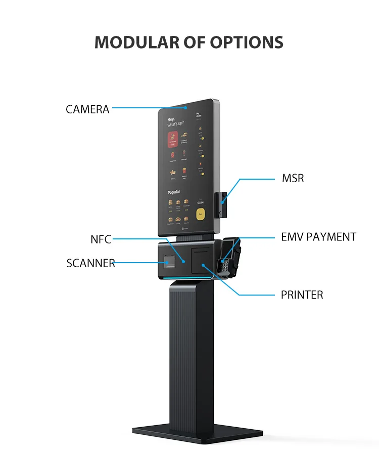 27 Inch Floor Standing Ordering Machine Self-service Printing Checkout POS Cash Register Payment Kiosk For Supermarket
