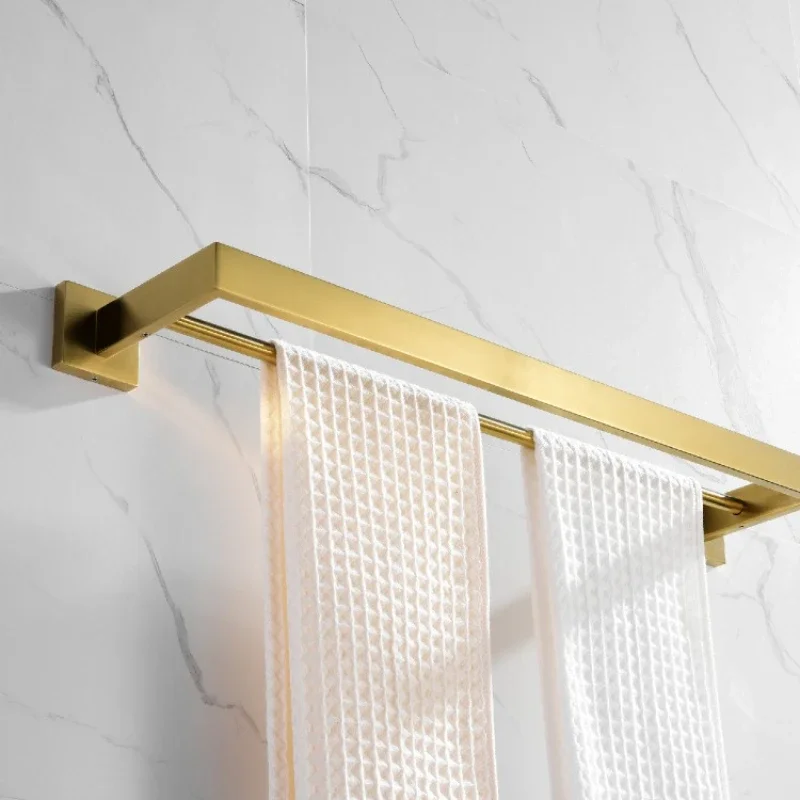 

Brushed gold stainless steel towel rack, bathroom storage, bathroom all copper hardware pendant