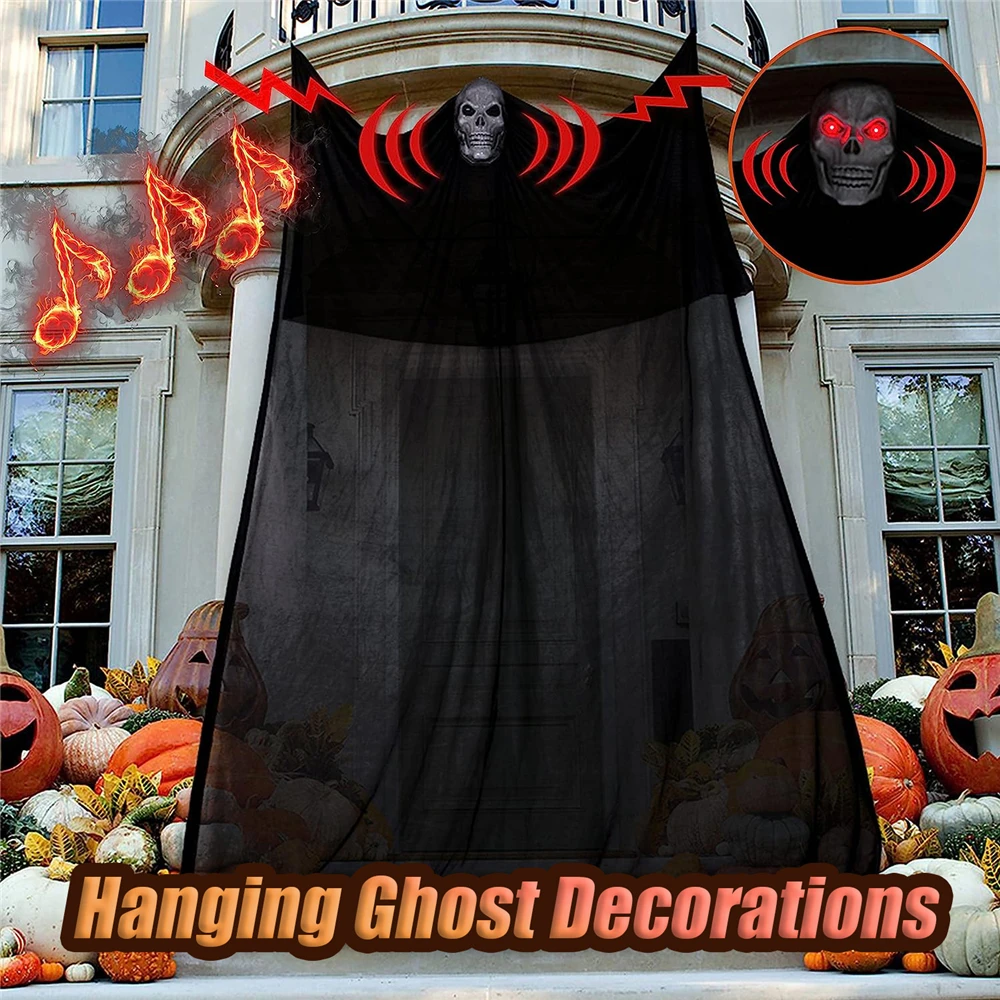 Haunted House Decoration With LED Sound Halloween Hanging Skull Ghost Ghost Ornament Indoor Outdoor Bar Halloween Party Decor