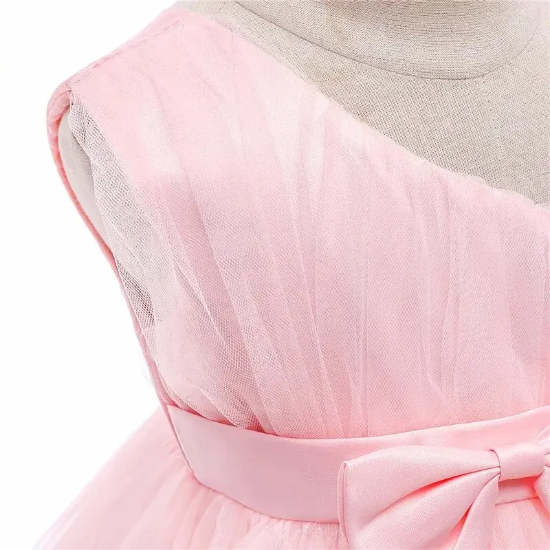 Baby Girls Birthday Dress For 1 2 Year Newborn Baptism Pink Clothes Toddler Kid One Shoulder Elegant Christening Party Tutu Gown