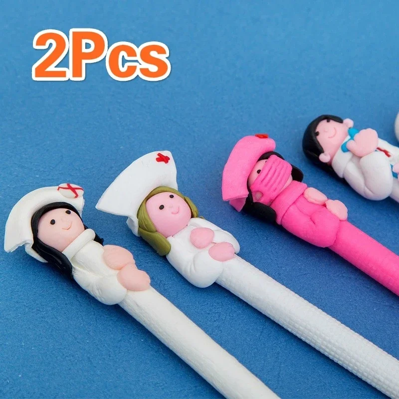 2pcs/lot Cute Creative Stationery Wholesale  Doctor Nurse Polymer Caly Ball Pen Character Ballpoint