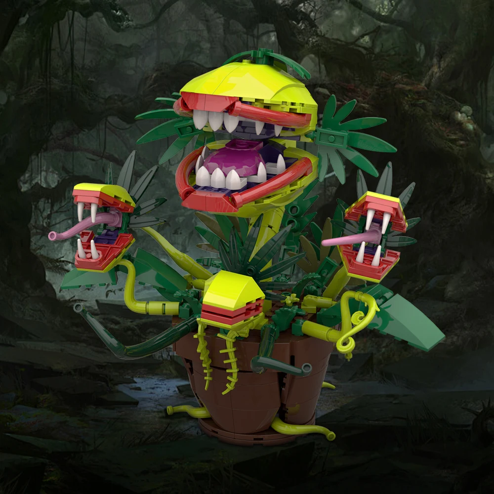 

MOC Audrey II Piranha Plant Bricks Chomper Potted Plants Horrors Flower Model Building Block Assemble Toys Children Collect Gift