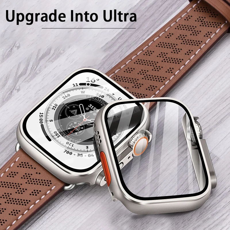 Apple Watch用カバー、ガラスの外観、アップグレード、ウルトラ2、iwatchシリーズ9、8、7、se、6、5、4、3、45mm、41mm 44mm, 40mm, 42mm, 38mm