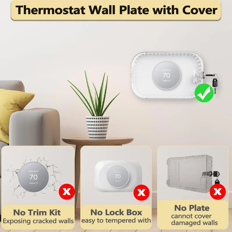 لوحة حائط ترموستات 2 في 1 مع صندوق قفل ومتوافقة مع ملحقات Google Nest 2020، AC