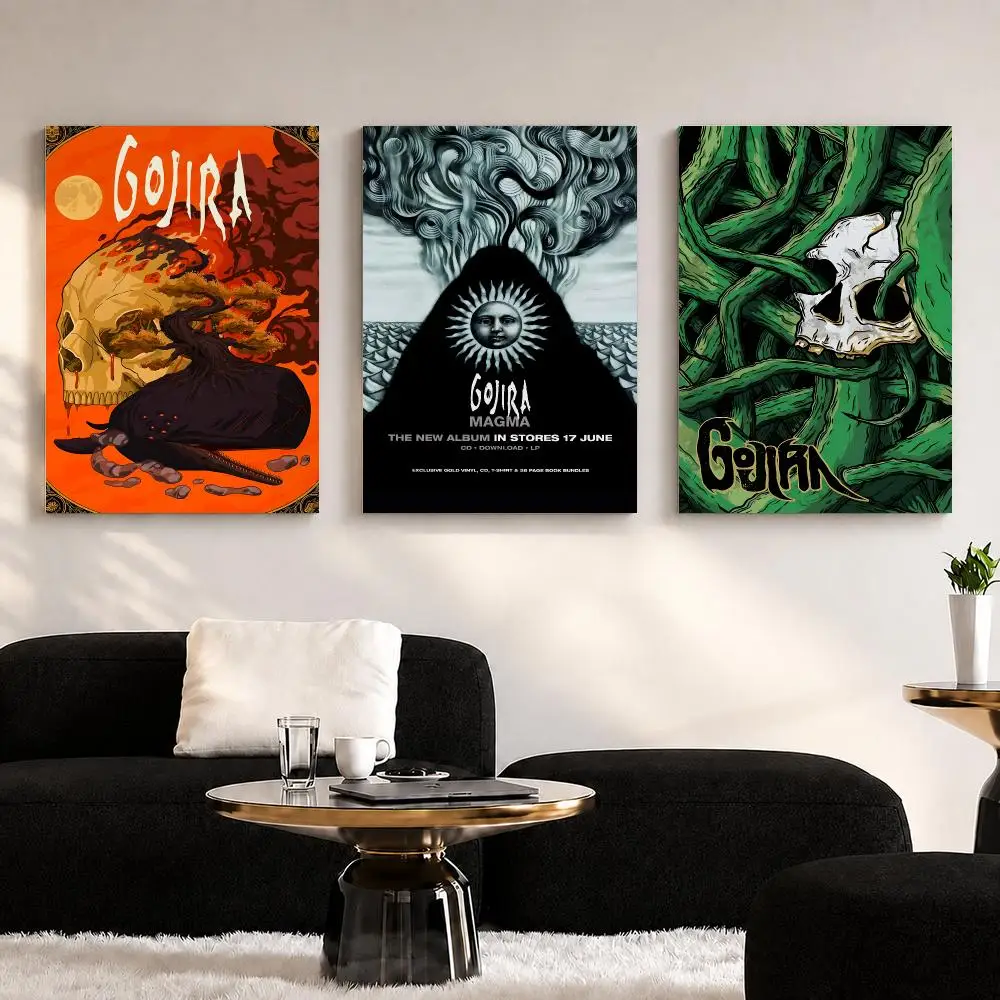 Rock Band Music Album G-Gojira Framed Wall Painting Ready to Hang Canvas Wall Art Poster for Bedroom Living Room Home Decor Gift