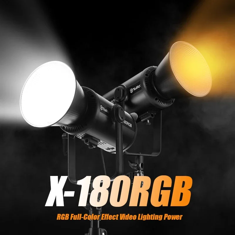 Tolifo X-180RGB LED Video Light 180W RGB 2700-6500K COB Bowens Photography Studio Lighting Lamp with Bluetooth APP Control