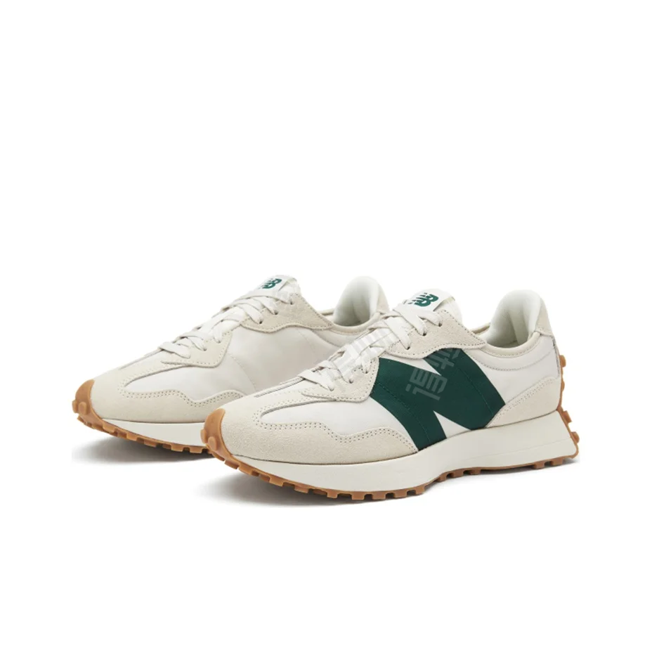 New Balance NB 327 حذاء جري كاجوال منخفض الارتفاع لزيادة الارتفاع للرجال والنساء، لون رمادي وأخضر