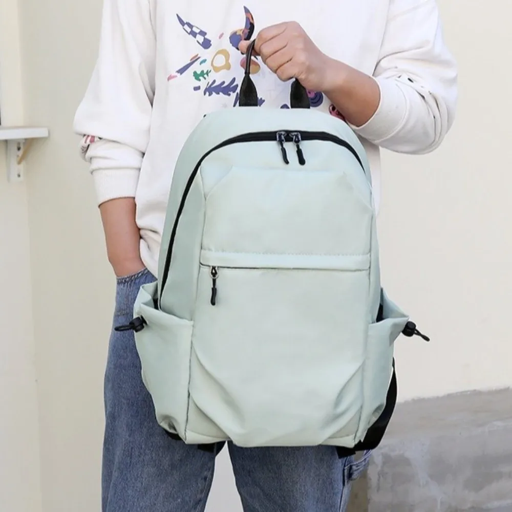 Solid Color Men Backpack Multifunctional Large Capacity Student School Bag Waterproof Lightweight Oxford Cloth Backpack Travel