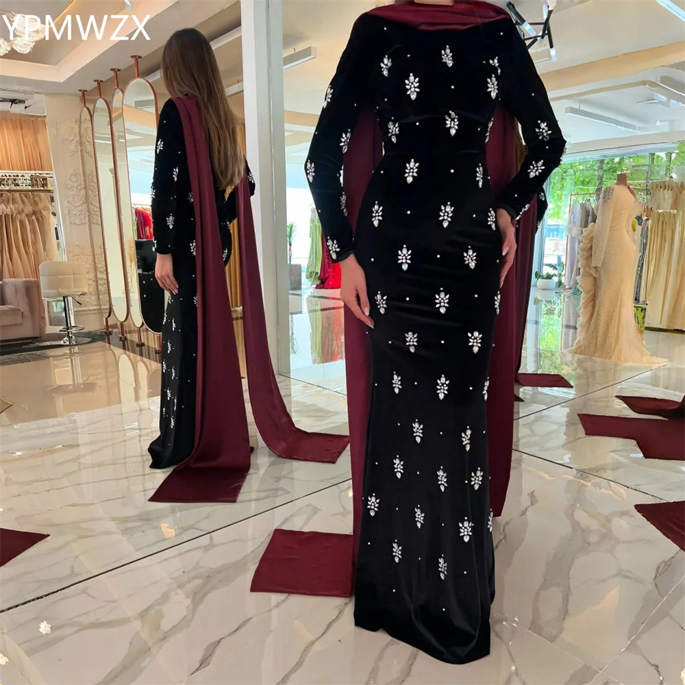 

Customized Evening Dress Party Occasion Formal Women YPMWZX Scoop Neckline Column Floor Length Skirts Bead Bespoke Occasio