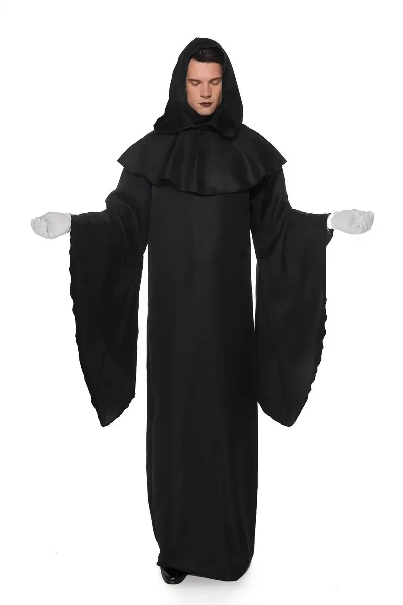 Costume de Faucheuse Horreur à Capuche pour Homme Adulte, Robe de Démon, Tenue d'Halloween, Cosplay de Pourim, Vampire