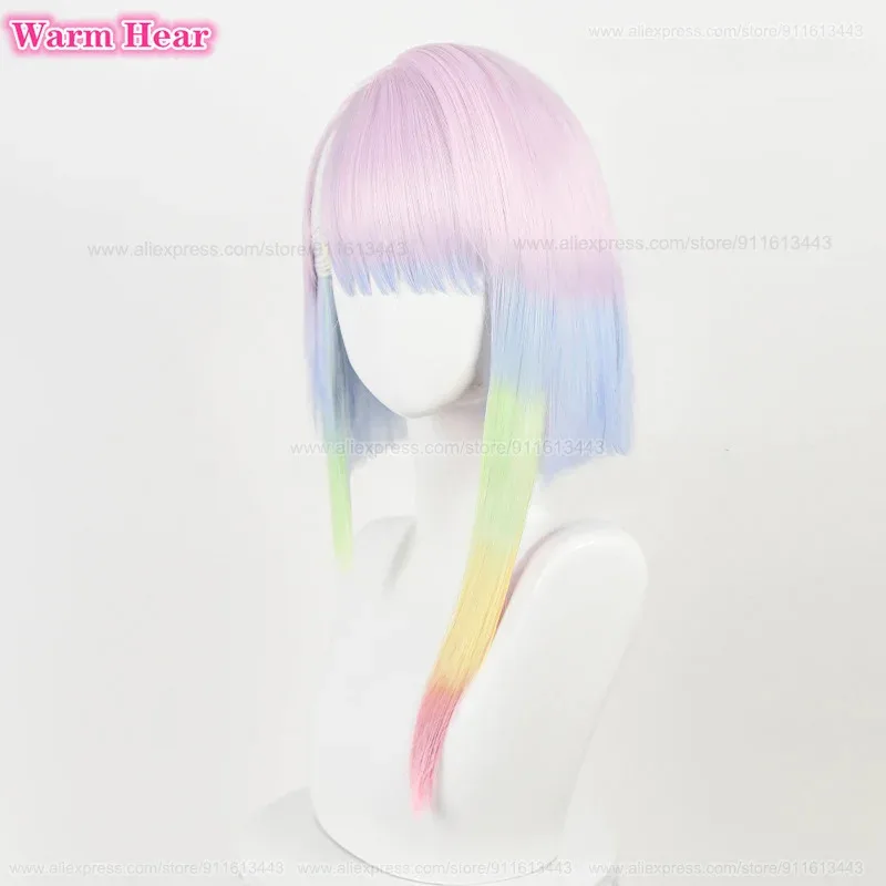2025 nouvelle haute qualité Anime 45 cm Lucy Cosplay perruque Anime Cosplay multicolore dégradé perruque cheveux résistant à la chaleur Lucy Rebecca perruque ☆ ☆