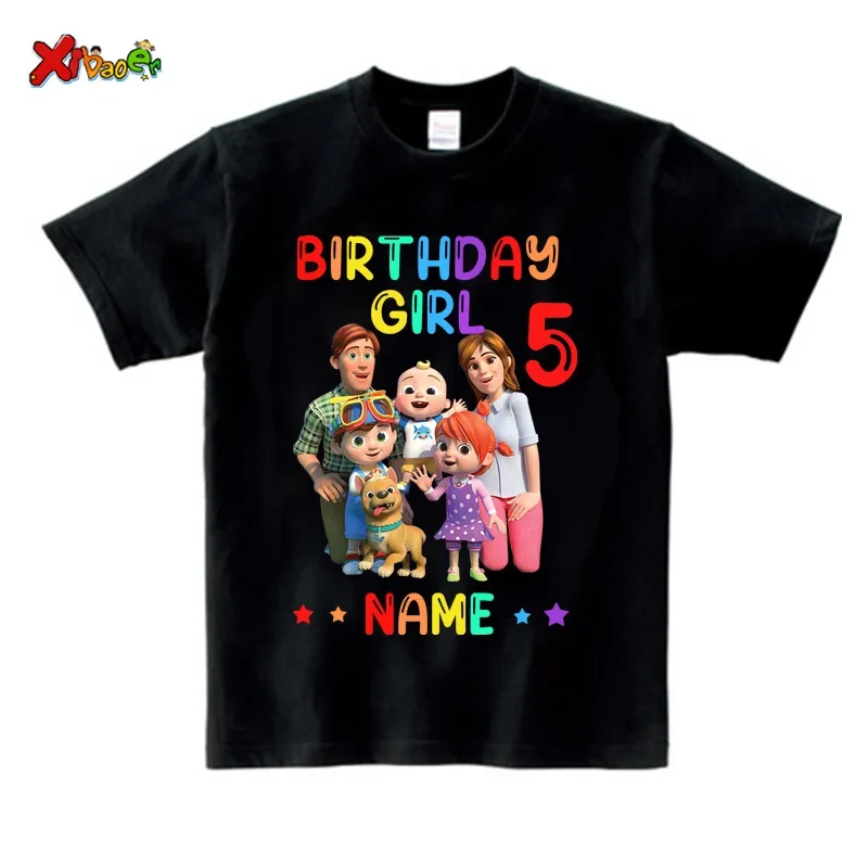 Birthday Girl Shirt for Family Matching Clothes Party Girls T Shirt Gift Custom Name Kids Clothing Outfit Children Clothes Daddy