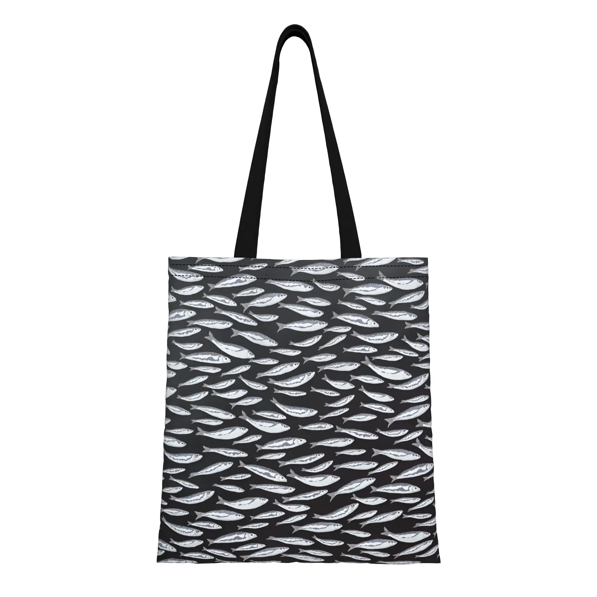 

1PC Sprat Schools Canvas Tote Bag Sardine Handbag Outdoor Handbag Trendy Tote