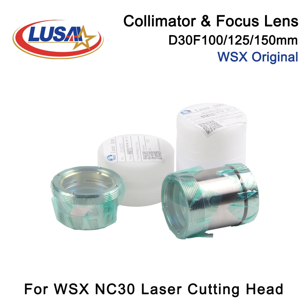 

LUSAI WSX Original Focus Lens Collimator Lens D30 F100/125/150 with Lens Holder For WSX NC30A NC30E Fiber Laser Cutting Head