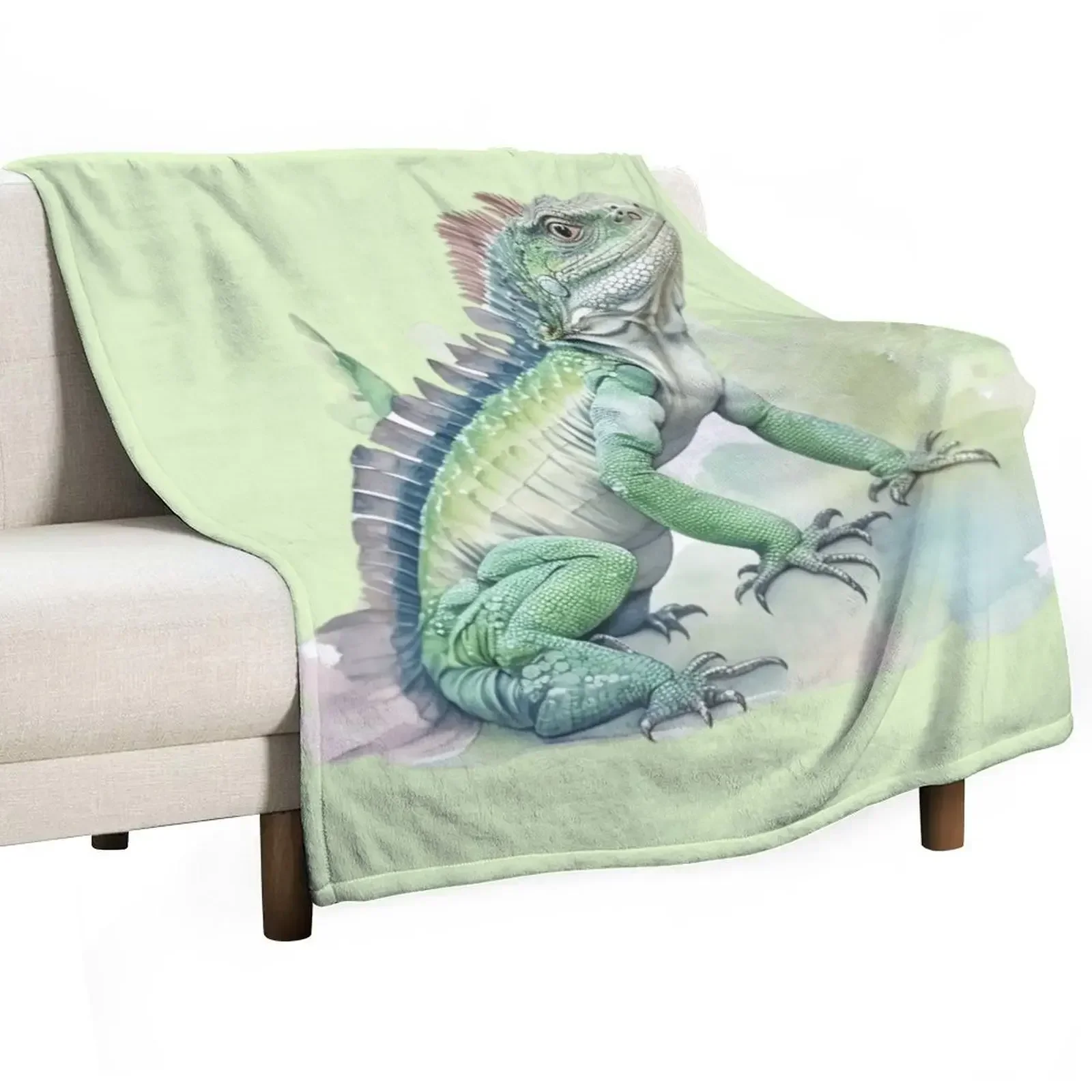 

watercolor style, animal sticker Animals Series - cute iguana - pleasant iguana - animal wearing clothes Throw Blanket