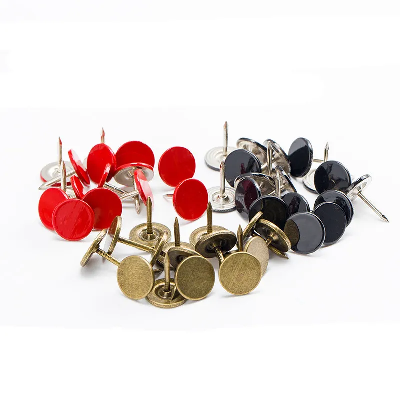 100pc Upholstery Nail Pins Color Decorative Tack Sofa Stud Flat Round Head Nails Fasteners Pushpin Furniture Thumbtack Hardware