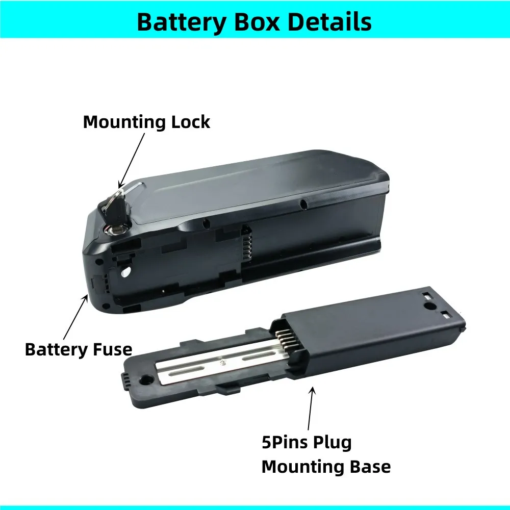 Haichuang HC Ebike Battery Box 36v 48v E-bike Battery Box Short Down Tube Dolphin Thin Battery Case 52 cells 18650 Case