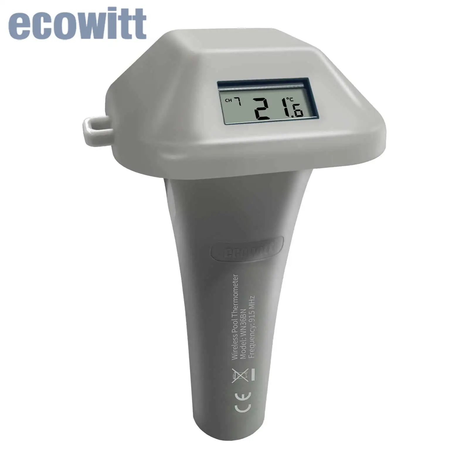 Ecowitt Wn36 Termômetro de Piscina sem Fio com Âncora Sensor de Temperatura da Água de Leitura Fácil Flutuante para Piscina Spa