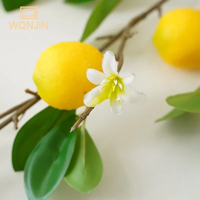 Lemon Branches With Fruit Simulation Green Plants Fresh Home Decoration Photo Props Plastic Fruit Flower Arrangement Fake Flower