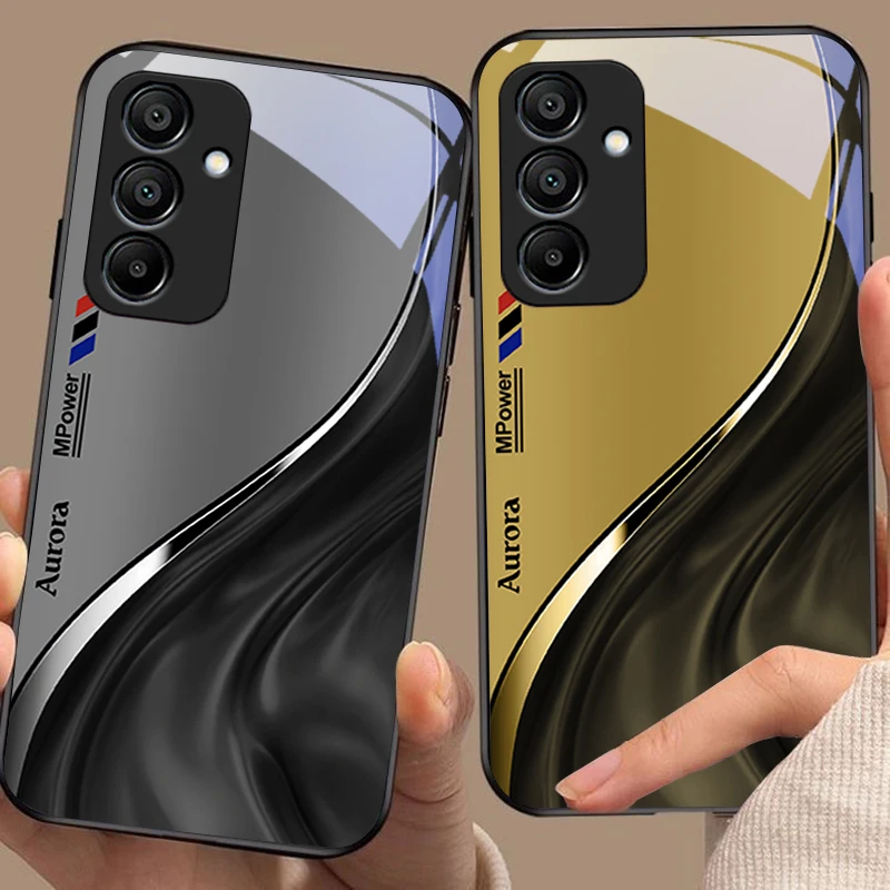 Wasserdurchflussmuster für Samsung Galaxy A15 5G 54 4G 51 50 24 35 90 71 12 51 53 52S 80 22 34 Schwarze Handyhülle aus gehärtetem Glas