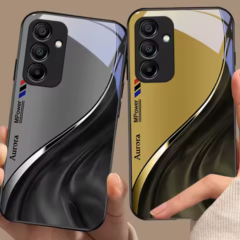 Water Flow Pattern For Samsung Galaxy A15 5G 54 4G 51 50 24 35 90 71 12 51 53 52S 80 22 34 Black Tempered Glass Phone Case