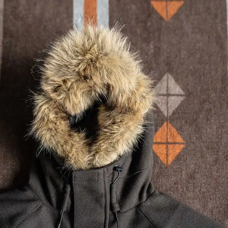 New Japanese Minimalist Fabric with Detachable Fur Collar Three-dimensional Cutting Loose Fit Cotton Jacket for Men and Women