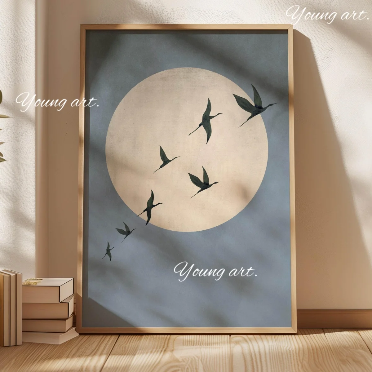 Japanese Rising Sun Birds Canvas Prints Poster Japandi Minimalistic Abstract Aesthetics Art Prints Wall Art Home Decor Poster