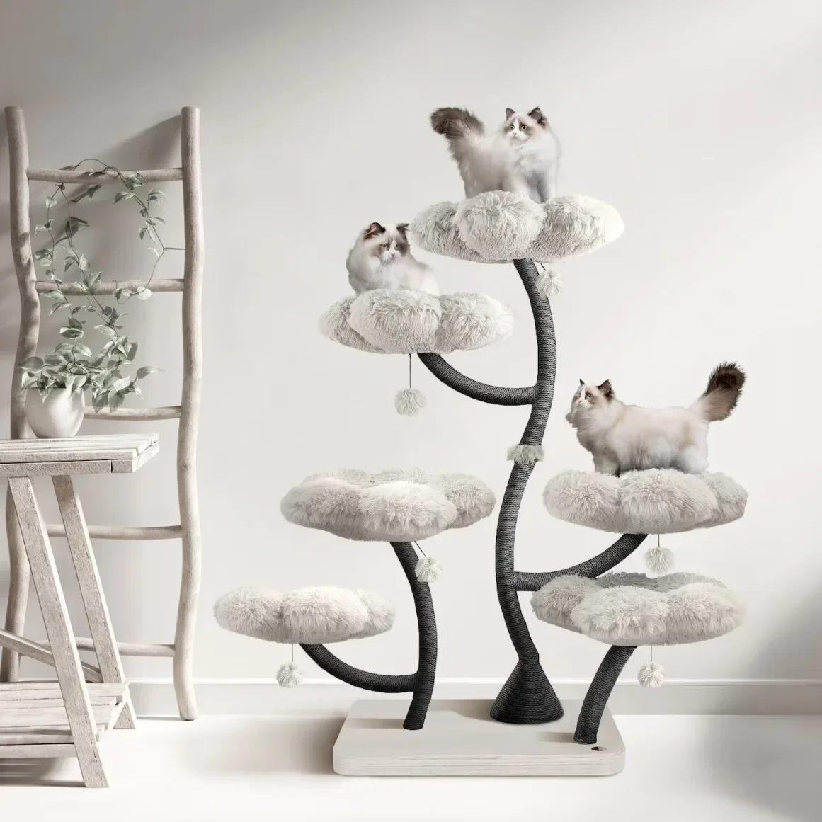 Wooden  Cat Tower, Large Modern Cat Climbing Tree