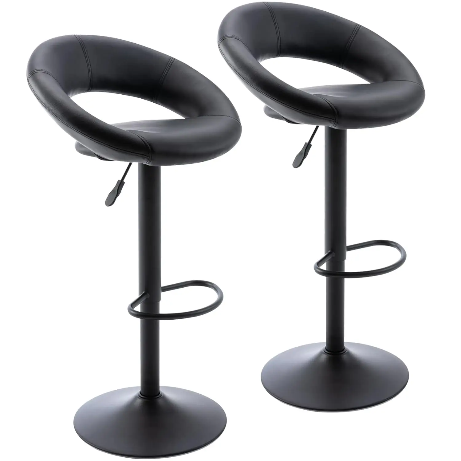 

Adjustable Bar Stools, Modern Cute PU Leather Swivel Barstools with Hollow Back, Airlift Counter Height Bar Chairs, Customized