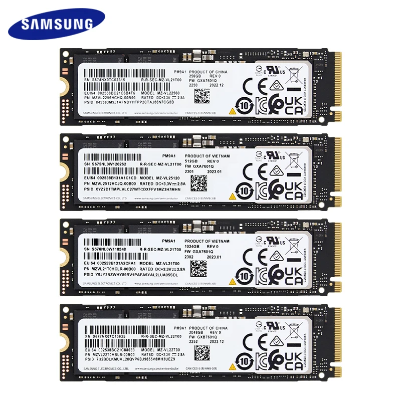 

Внутренний твердотельный накопитель SAMSUNG SSD M2 Nvme PM9A1, 256 ГБ, 1024 ГБ, 2048 ГБ, PCIe4.0 до 7000 Мб/с, жесткий диск для ноутбука и настольного компьютера