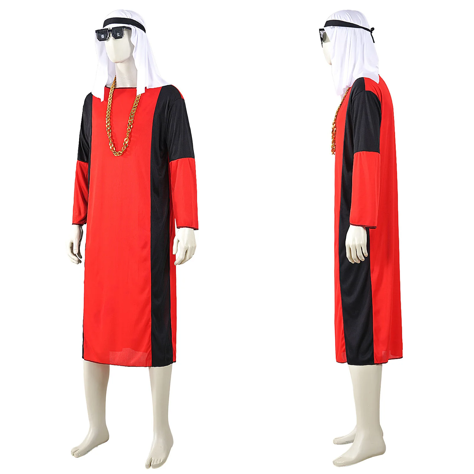 

Halloween Cos Costume Arabic Costume Local Tyrant Dubai Prince Performance Red And Black Robe Masquerade Performance Costume