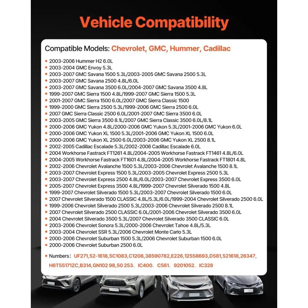 Conjunto de 8 bobinas de ignição compatíveis com Chevrolet GMC Cadillac hummer