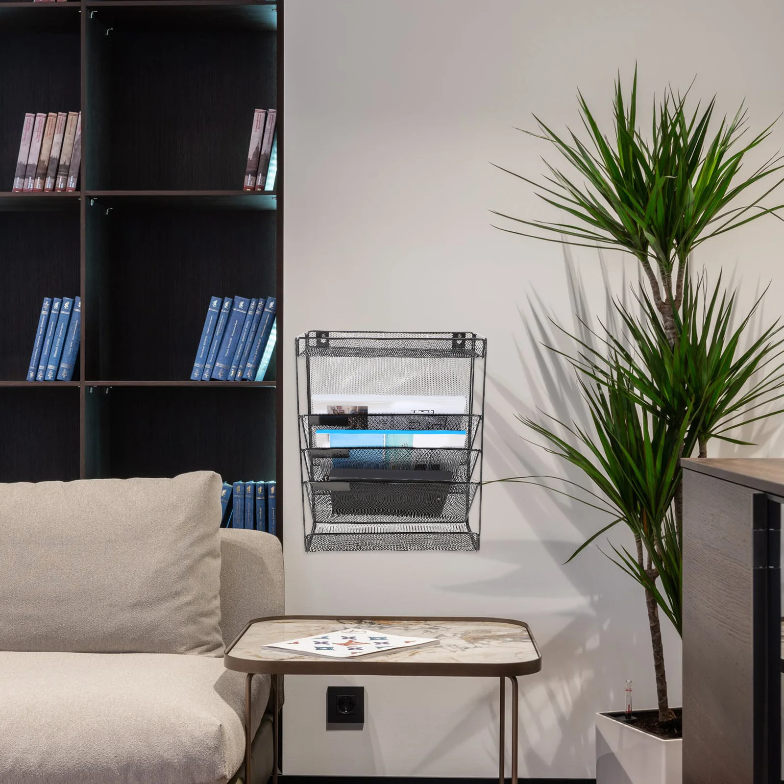 رف الملفات الحائط المعادن العمودي المنظم لمكتب غرفة الدراسة سلة التخزين حامل مجلة رف سلال الأسلاك