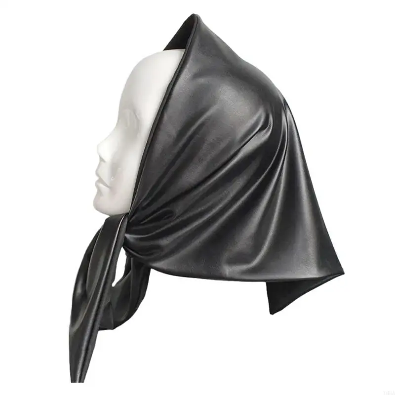 Y88a triangle écharpe noire bandana hommes unisexe fausse en kerchief headscarf