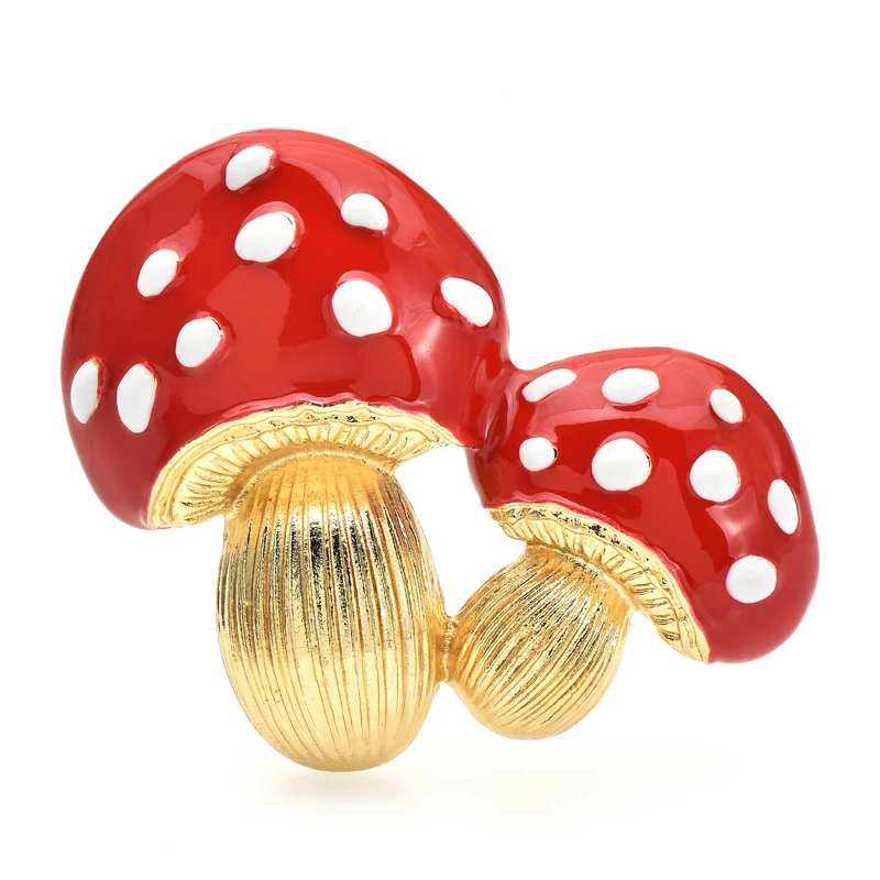 Wuli&baby Lovely Mushroom Brooches Women Unisex Enamel Beauty Plants Party Casual Brooch Pins Gifts