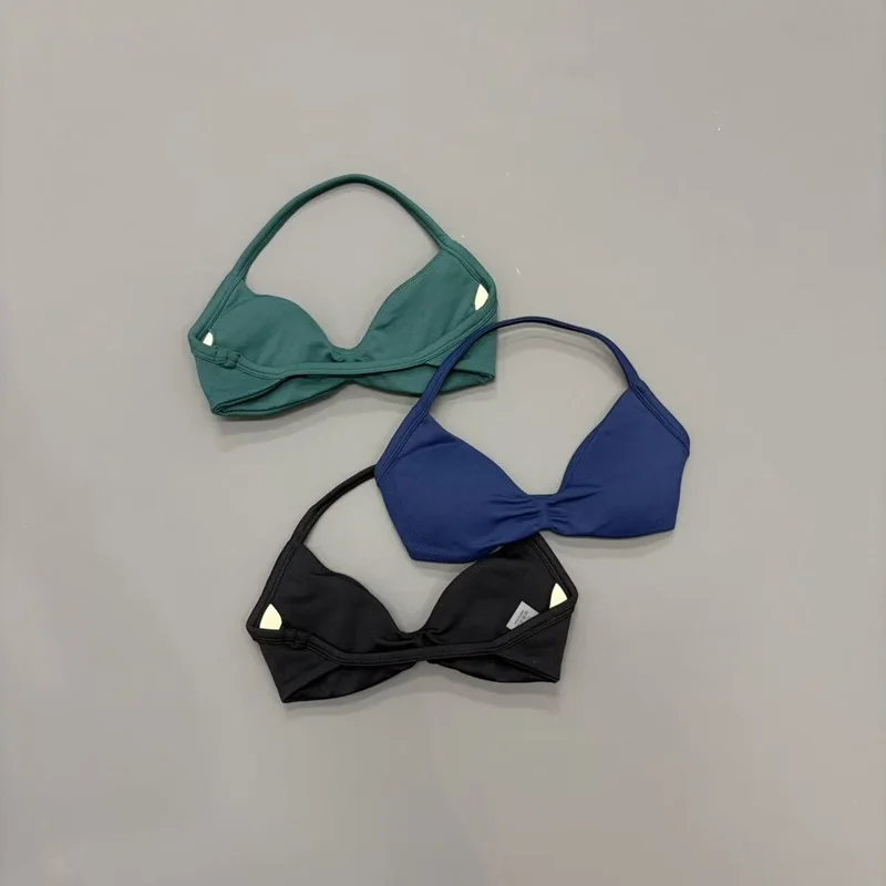 Sports Strappy Bra Women Halter Thin Strap Seamless High Support Breathable Soft Push Up Yoga Pilates Gym Workout Fitness Top