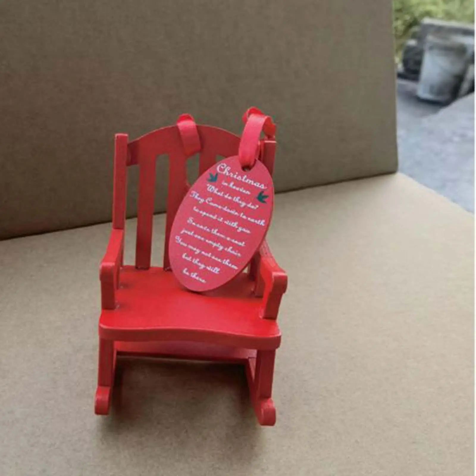 Miniature Christmas Rocking Chair Ornament with Meaningful Tag Sign Christmas in Heaven Memorial for Party Anniversary Home