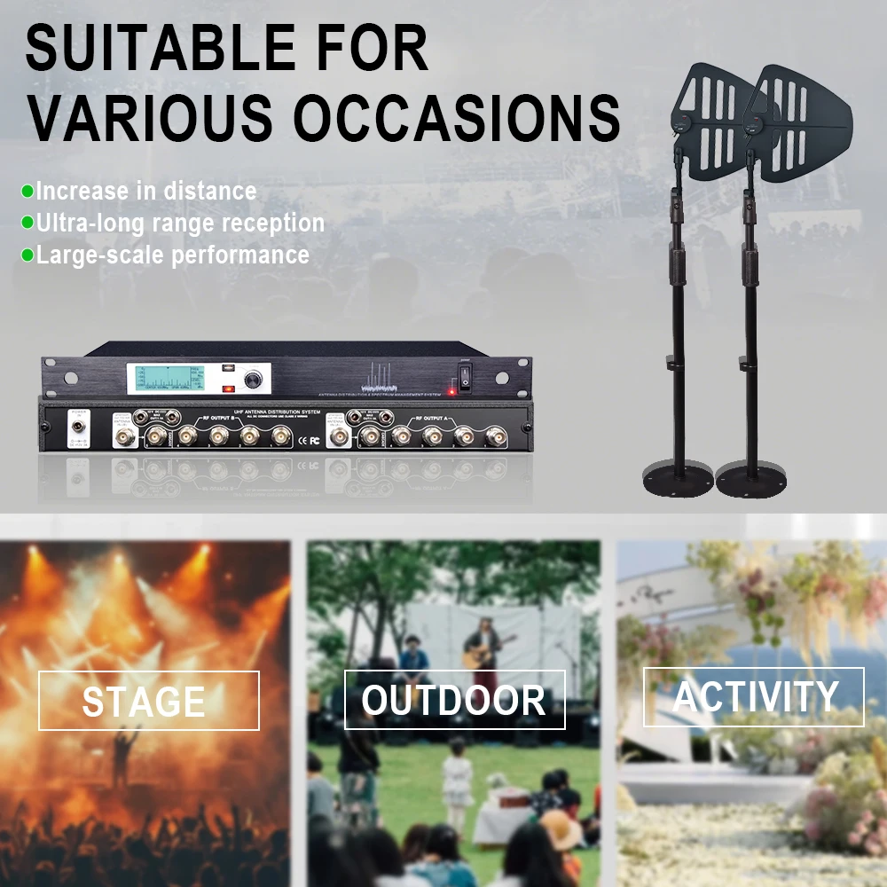 Paulkitson SP210/UA49B UHF Antenna Distribution System with Spectrum Management System RF Splitter Microphone Antenna Combiner