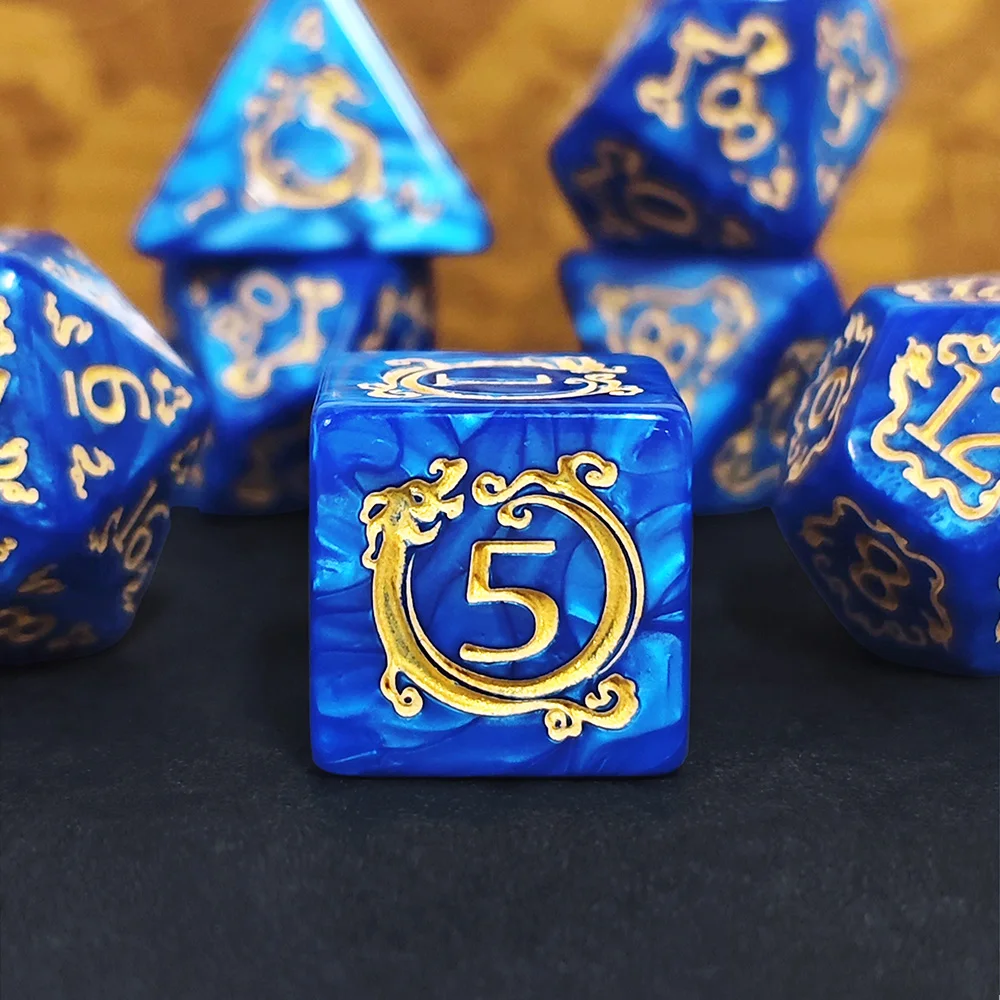 DND النرد 7 قطعة/المجموعة التنين نمط النردات متعددة السطوح لعب الأدوار D & D TRPG مجلس لعبة النرد كهدية الترفيه الملحقات #2