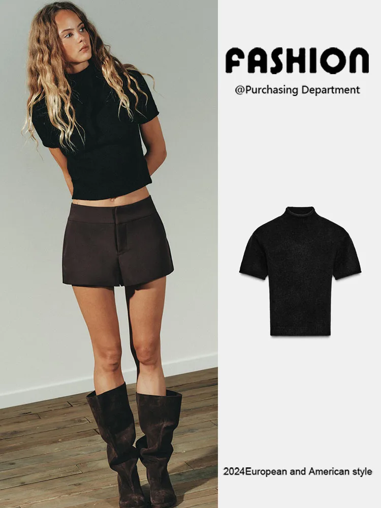 เสื้อไหมพรมถักนุ่ม สไตล์ยุโรป แฟชั่นฤดูหนาวใหม่สำหรับผู้หญิง คอเต่า ยืดหยุ่น สวมใส่สบาย